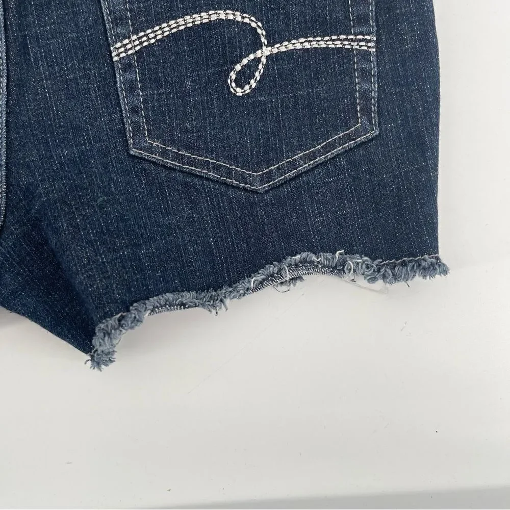Justice Girl’s Full Sequin Front Frayed Hem Premium Denim Shorts Size 12.5